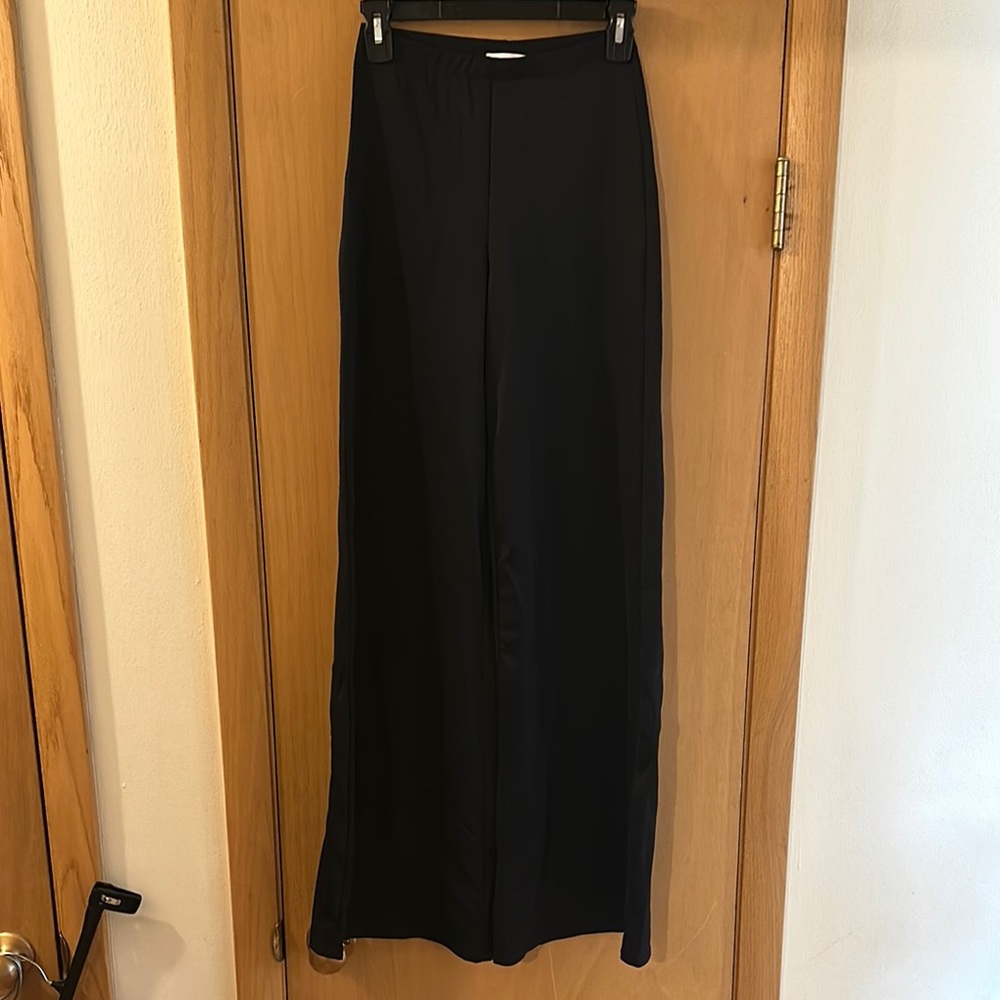 Good American Women’s Scuba Knit Wide Leg Stretch Pants Black Size Medium (2)